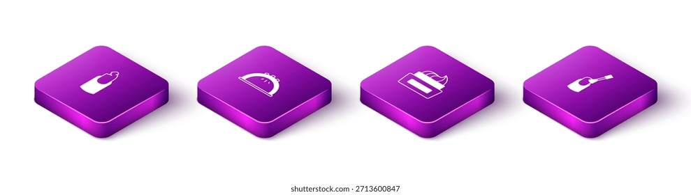 Definir Isometric Unha quebrada, lâmpada de manicura, Garrafa de polonês e ícone de manicura unha. Vetor