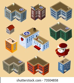 Set of Isometric Buildings. Compose your own city