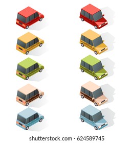 Set of isometric car icons
