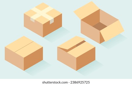 Conjunto de cajas de cartón isométricas