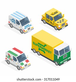 Set of the isometric cars
