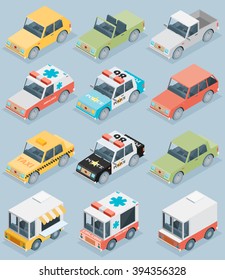 Set of the isometric cars
