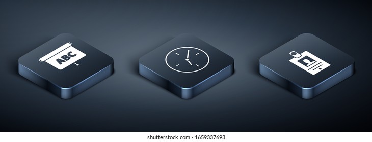Setzen Sie die Symbol-Schalttafel, Identifizierungszeichen und Uhrsymbol ein. Vektorillustration