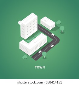 Set of the isometric city buildings.