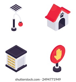 Set of Isometric city Icons 

