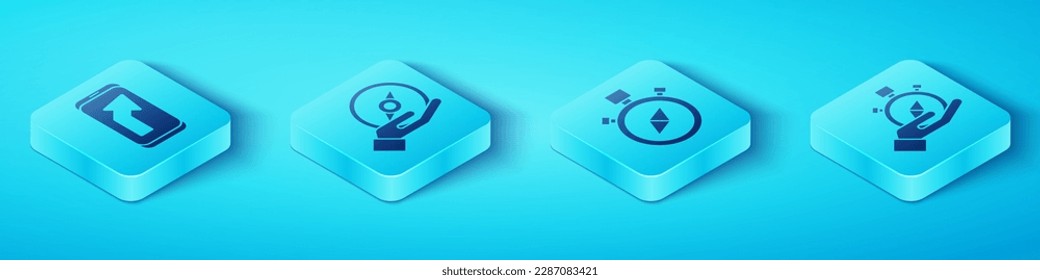Set Isometric City map navigation, Compass, Compass and Compass icon. Vector