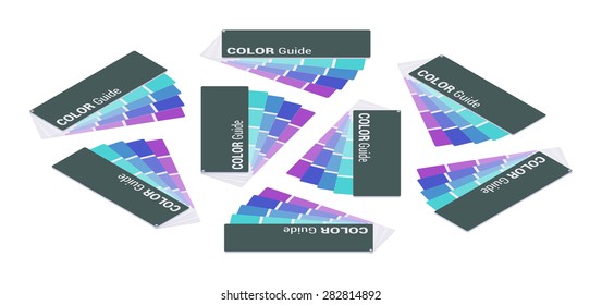 Set of the isometric color guides. The objects are isolated against the white background and shown from different sides