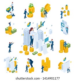 Set of isometric concepts on the topic of investment and banking. To create websites and mobile applications