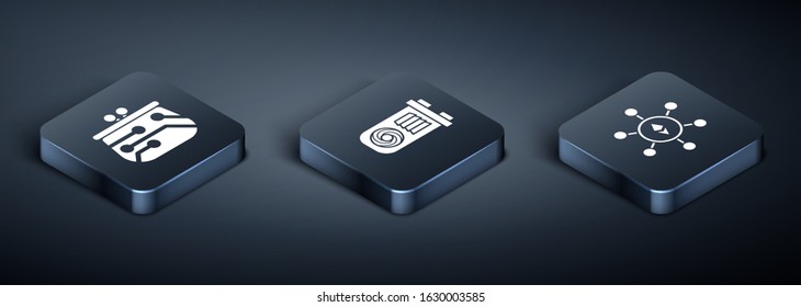Set Isometric Cryptocurrency wallet, Blockchain technology Ethereum ETH and Mining farm icon. Vector
