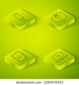 Set Isometric Isometric cube, Graphic tablet, Laptop and cursor and Marker pen icon. Vector