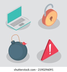 Set Of Isometric Cyber Fraud, Design