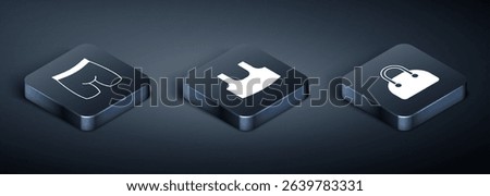 Set Isometric Cycling shorts, Handbag and Undershirt icon. Vector