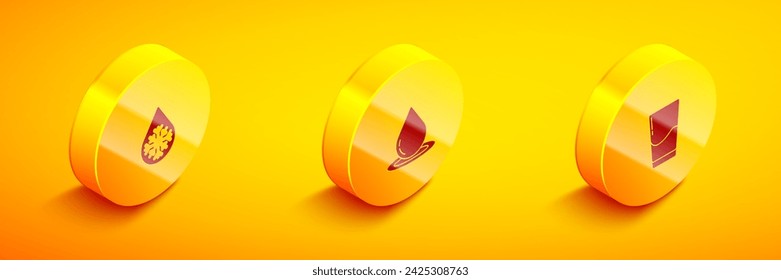 Set Isometric Defrosting, gota de agua y vidrio con icono de agua. Vector