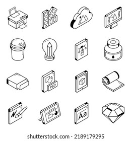 Set of Isometric Designing Icons

