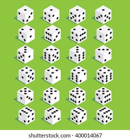 A set of isometric dice. Twenty-four variants loss dice. Vector illustration.