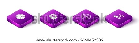 Set Isometric Digital speed meter 5G, network,  and  icon. Vector