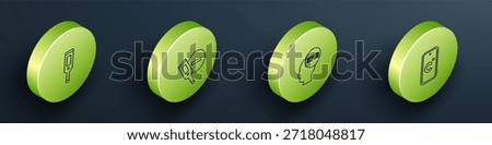 Set Isometric Digital thermometer, , High human body temperature and Celsius icon. Vector