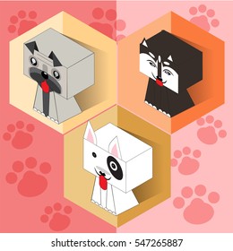 Set of  isometric dog