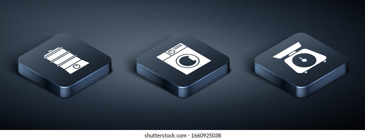 Set Isometric Double boiler , Scales  and Washer  icon. Vector