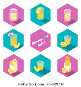Set of isometric drinks and beverages icons in flat design