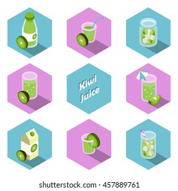 Set of isometric drinks and beverages icons in flat design