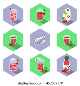 Set of isometric drinks and beverages icons in flat design