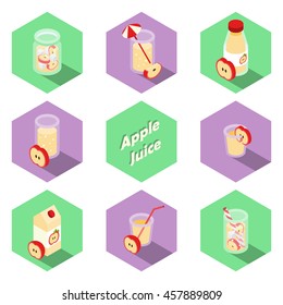 Set of isometric drinks and beverages icons in flat design