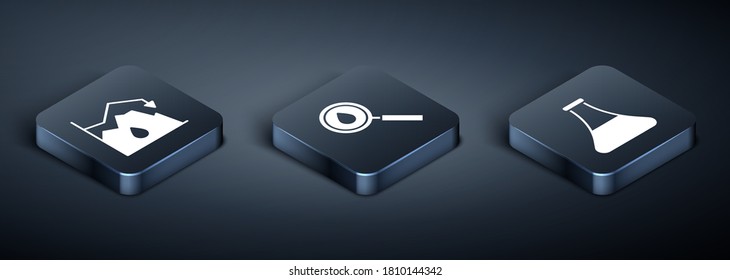 Set Isometric Drop in crude oil price, Oil petrol test tube and Oil drop icon. Vector