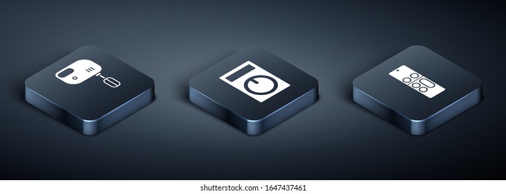 Set Isometric Electric mixer , Remote control  and Remote control icon. Vector