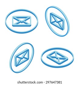 Set of isometric email icons.