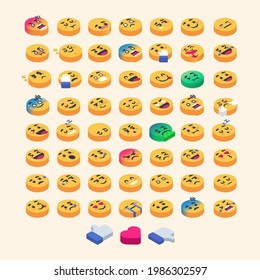 set of isometric emoji emoticon