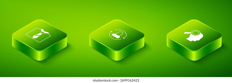 Establecer trabajo de intercambio isométrico, lupa para el trabajo de búsqueda e icono de lazo. Vector