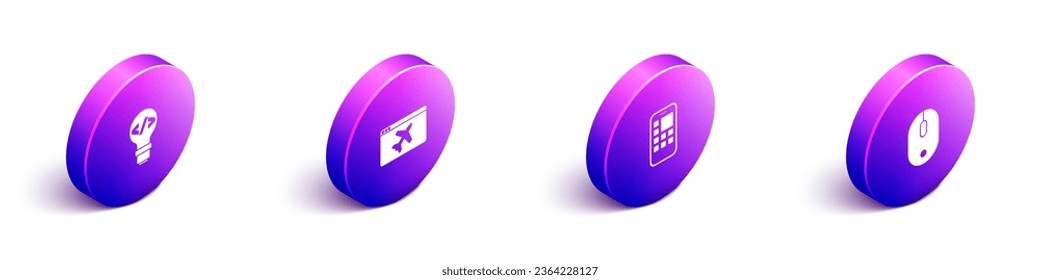 Set Isometric Front end development, Website template, Mobile Apps and Computer mouse icon. Vector