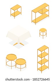 Set of isometric furniture. Vector collection. Illustration in flat design.