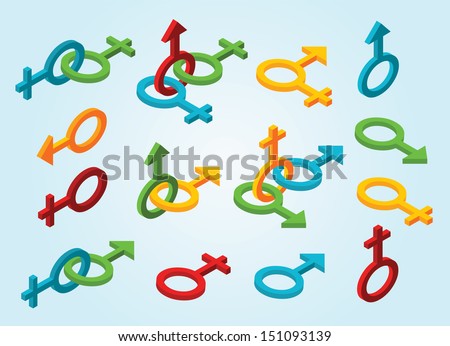 Set of isometric gender icons