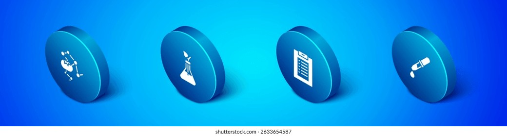 Set Isometric Genetically modified food, Clinical record, Pipette and Plant breeding icon. Vector