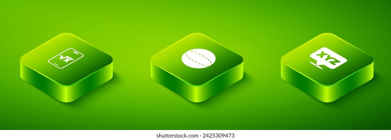 Defina la Esfera de figura geométrica isométrica, el sistema de coordenadas XYZ y la raíz cuadrada de un icono de glifo. Vector