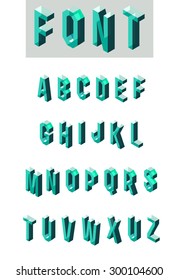 Set of isometric glass font in vector