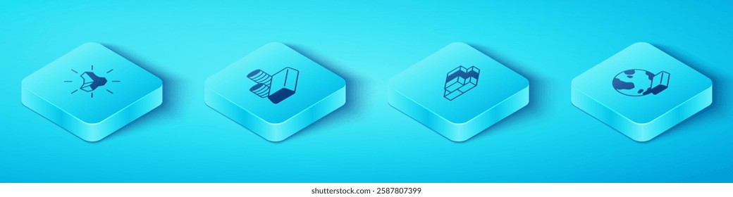 Set Isometric Gold nugget, coin with gold bars,  and Stacks paper money cash icon. Vector