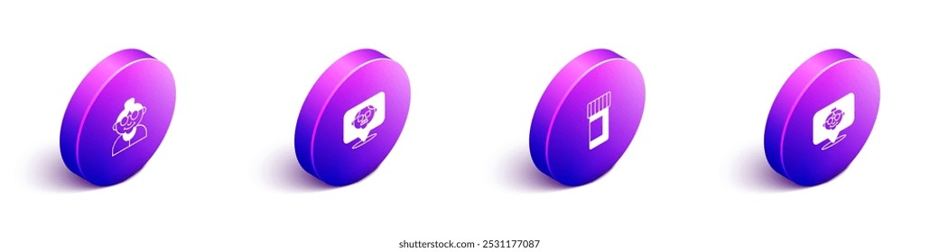 Set Isometric Grandmother, Grandfather, Medicine bottle pills and  icon. Vector