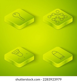 Establezca la protección mediante contraseña gráfica isométrica, el sensor de movimiento, el icono Bullet y la tecla. Vector