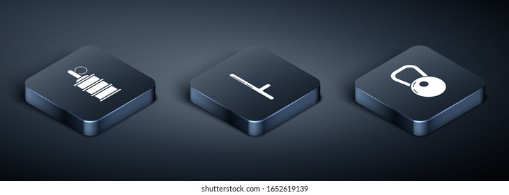 Set Isometrische Handgranate , Kettlebell und Polizei Gummi Schlagon Icon. Vektorillustration