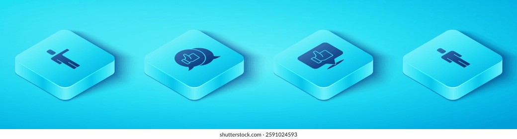 Set Isometric Head hunting, Hand like,  and  icon. Vector