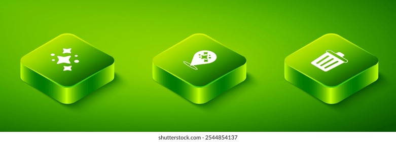 Set Isometric Home cleaning service, Trash can and  icon. Vector