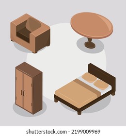 Set Of Isometric House Furniture