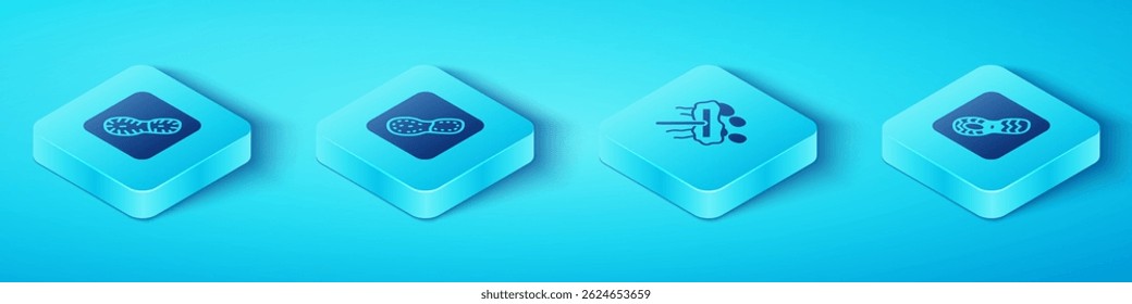 Set Isometric Human footprints shoes, ,  and Mop icon. Vector