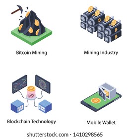 
Set of Isometric Icons Safe Bitcoin
