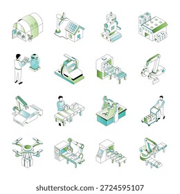 Conjunto de Ilustraciones de Industrial isométrico 
