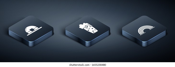 Set Isometric Leprechaun hat, Rainbow and Glass of beer icon. Vector