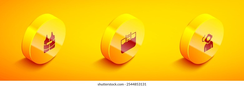 Set Isometric Life jacket, Swimming pool with ladder and Aqualung icon. Vector